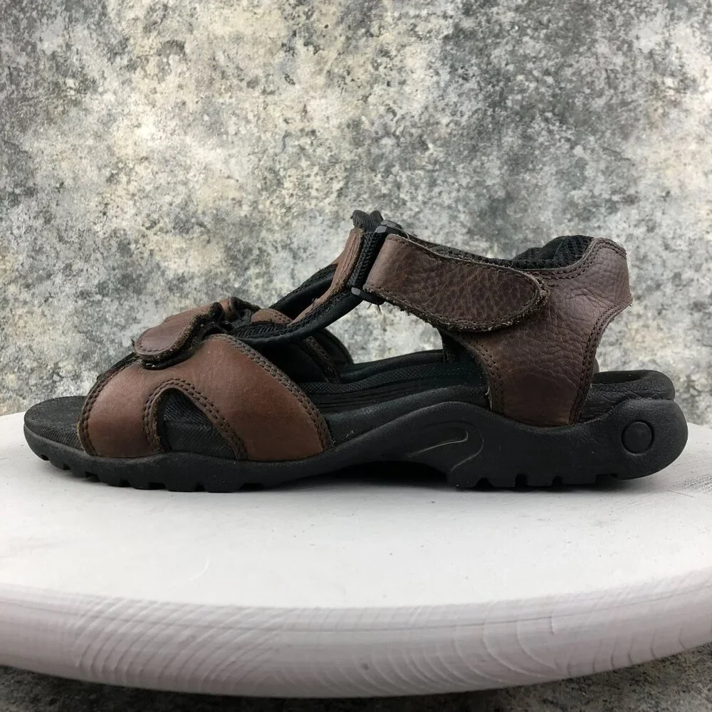 GH Bass & Co Men's Size 11M Trail Brown Genuine Leather Hook & Loop Sandals